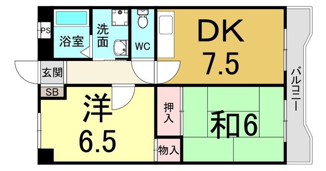 メゾンマツバ(2DK/3階)の間取り写真