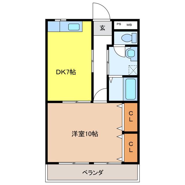 オクシンシティハイツ(1DK/2階)の間取り写真