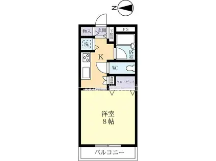 グランディル・K(1K/2階)の間取り写真