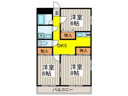 メゾン関目(3DK/3階)の間取り写真