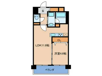 BLU FORTUNA扇町(1LDK/9階)の間取り写真