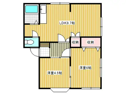 ハイツウィステリアB(2LDK/2階)の間取り写真