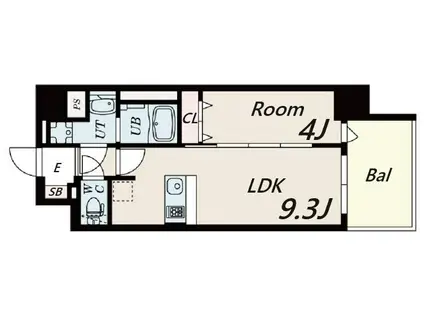 エスライズ神戸三宮山手通1番館(1LDK/12階)の間取り写真