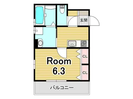 ウエストコミタリア1(1K/1階)の間取り写真