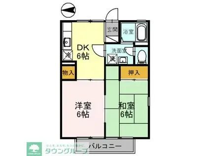 ウエストヴィレッジ草加(2DK/1階)の間取り写真