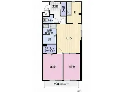 ハイツフラワーガーデンソルボンヌ(2LDK/2階)の間取り写真