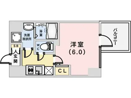 エスリード神戸三宮ヒルズ(1K/14階)の間取り写真