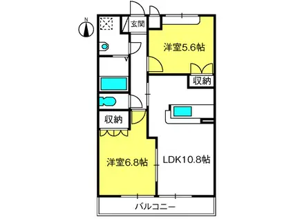 バルザック(2LDK/1階)の間取り写真