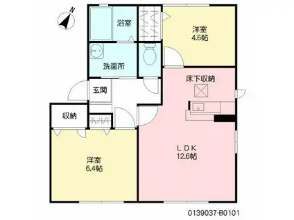 シャローム II(2LDK/1階)の間取り写真