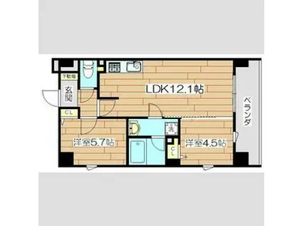プレステージ12番館(2LDK/7階)の間取り写真
