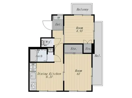 ライラックガーデン(2DK/3階)の間取り写真