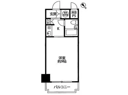 藤和伊勢佐木ハイタウン(1K/2階)の間取り写真