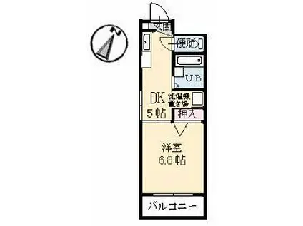 パークツインズB棟(1DK/1階)の間取り写真