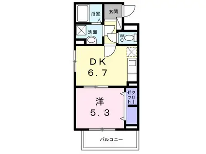 アステリア(1DK/2階)の間取り写真