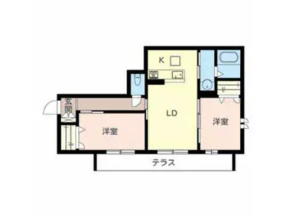 モンパール北花田III(2LDK/1階)の間取り写真