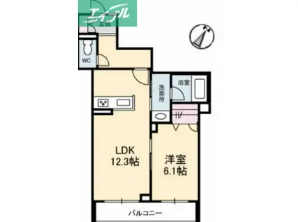 ヴィラ・グレース(1LDK/2階)の間取り写真