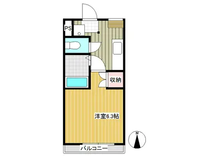 ファミール常田(1K/3階)の間取り写真