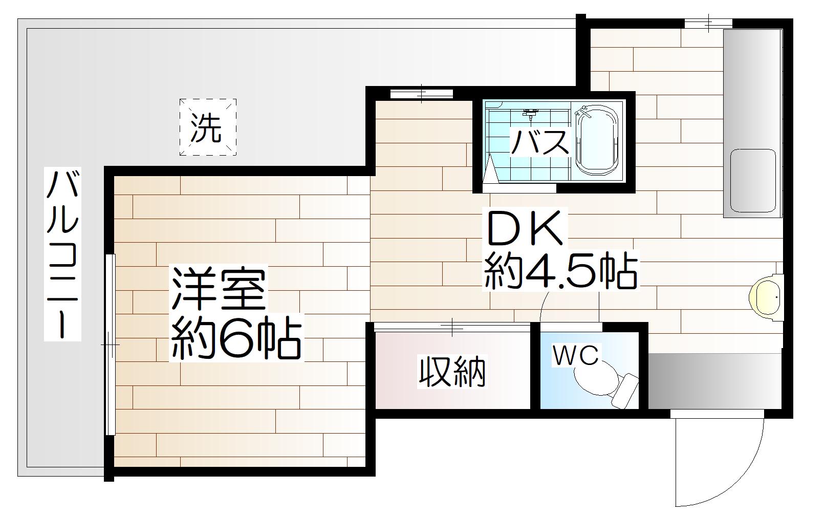 東須磨八木マンション(1DK/4階)の間取り写真