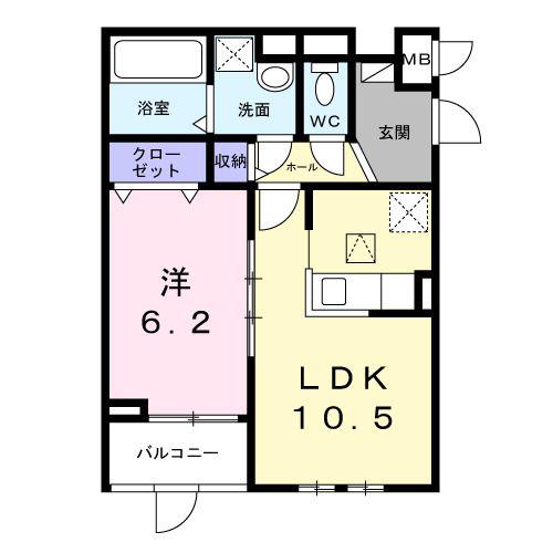 ロイヤルメゾン北巽 I(1LDK/1階)の間取り写真
