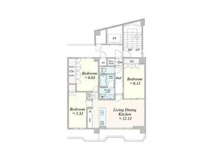 TIMELESS麻布十番(3LDK/7階)の間取り写真