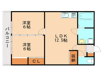 アルテハイム大手町(2LDK/7階)の間取り写真