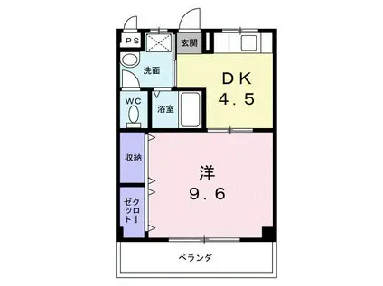 リードハイツ(1DK/2階)の間取り写真