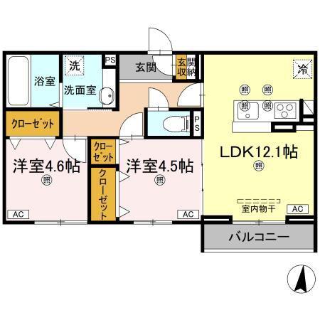 アズールスカイ(2LDK/3階)の間取り写真