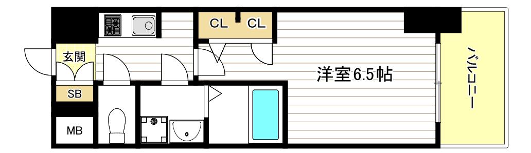 ES-GRANDE長居パークフロント(1K/8階)の間取り写真