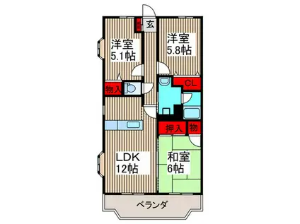 大宮今羽町ハイツ(3LDK/1階)の間取り写真