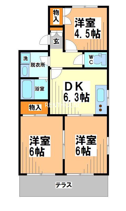 マーロンシライト(3DK/1階)の間取り写真