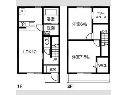 MAISONETTE LAND 宇治 B(2LDK/1階)の間取り写真