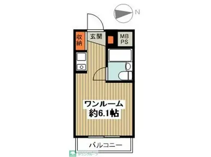 ウィンベルソロ川越第6(ワンルーム/1階)の間取り写真