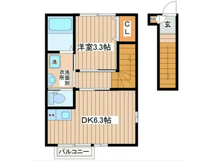 レスタル長町(1DK/2階)の間取り写真