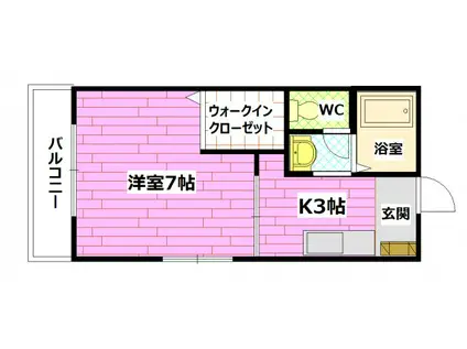 グランドールKII(1K/2階)の間取り写真