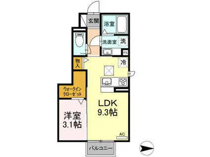 エクセル21 V(1LDK/1階)の間取り写真