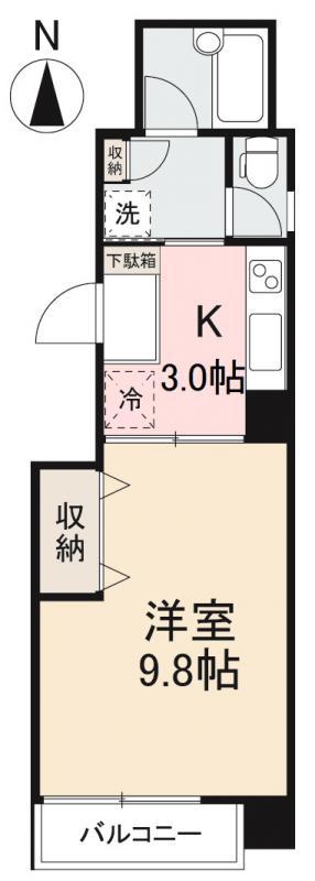 LIVES(1K/3階)の間取り写真