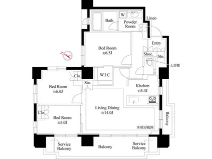 クリオ横濱桜木町(3LDK/3階)の間取り写真