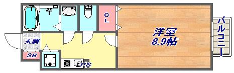 モナリエ青谷(1K/2階)の間取り写真