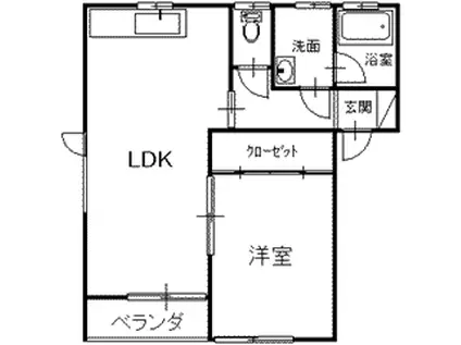 リトルタウンA棟(1LDK/1階)の間取り写真