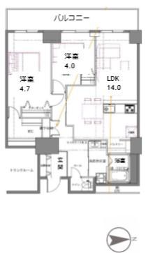シティコート目黒4棟(2LDK/8階)の間取り写真