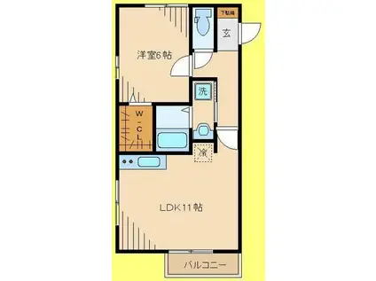 RIPARIO聖蹟(1LDK/1階)の間取り写真