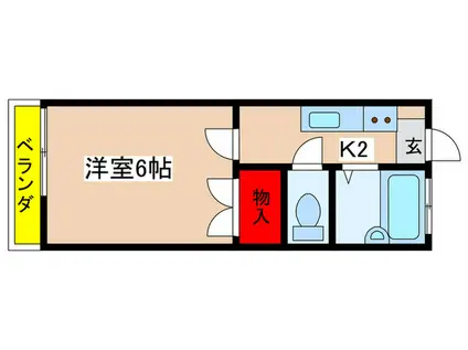 中江川ハイム(1K/2階)の間取り写真