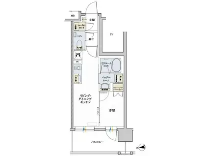 デュオステージ相模大塚(1LDK/11階)の間取り写真