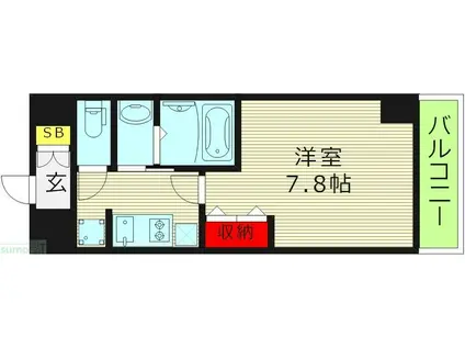 ロイヤルクイーンズパーク浪速(1K/8階)の間取り写真