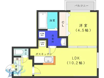 フォースアベニュー琴似(1LDK/4階)の間取り写真
