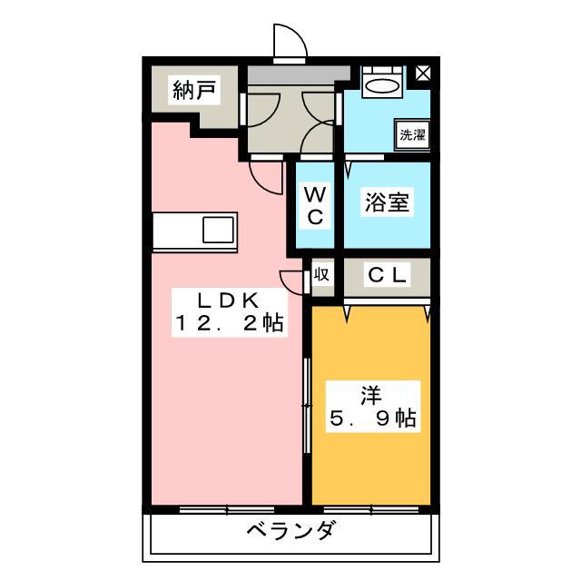 クローバー(1LDK/2階)の間取り写真