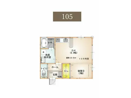 グランドゥールII(1LDK/1階)の間取り写真