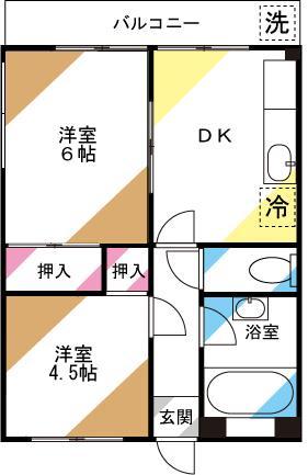 石川第一マンション(2DK/3階)の間取り写真