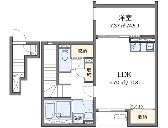 クレイノジニア(1LDK/2階)の間取り写真