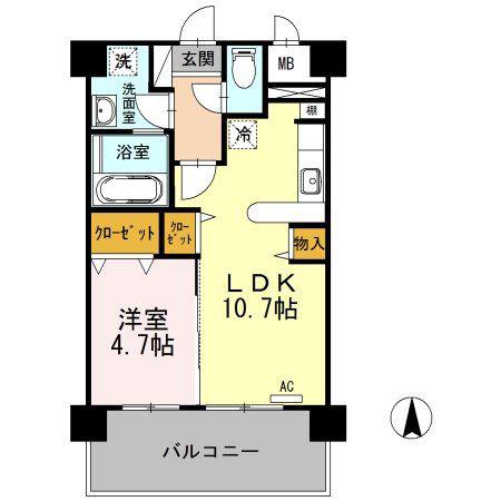 カンフォーラ松原(1LDK/4階)の間取り写真